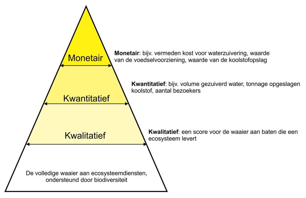 HOOFDSTUK 2 Methode Figuur 2: De waarderingspiramide bron: vertaling van Kettunen et al. (2009) 2.2. VERTALING NAAR INDICATOREN De waarderingscijfers zijn niet altijd goed communiceerbaar.