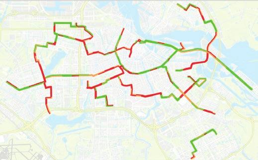 gemiddelde netto snelheid Buiten Ring A10 Tussen S100-A10 Binnen S100 > 25 km/u > 23 km/u > 20 km/u Buiten Ring A10 Tussen S100-A10 Binnen S100 23-25 km/u 20-23 km/u 18-20 km/u