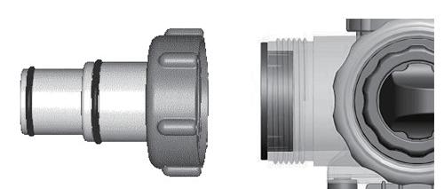 Maak de slang los van de pomp en zet deze met een schroefklem vast op adapter A ().