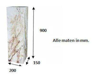 Marmer weegt ongeveer 2200 kilo per m³. Deze marmeren zuil is massief.
