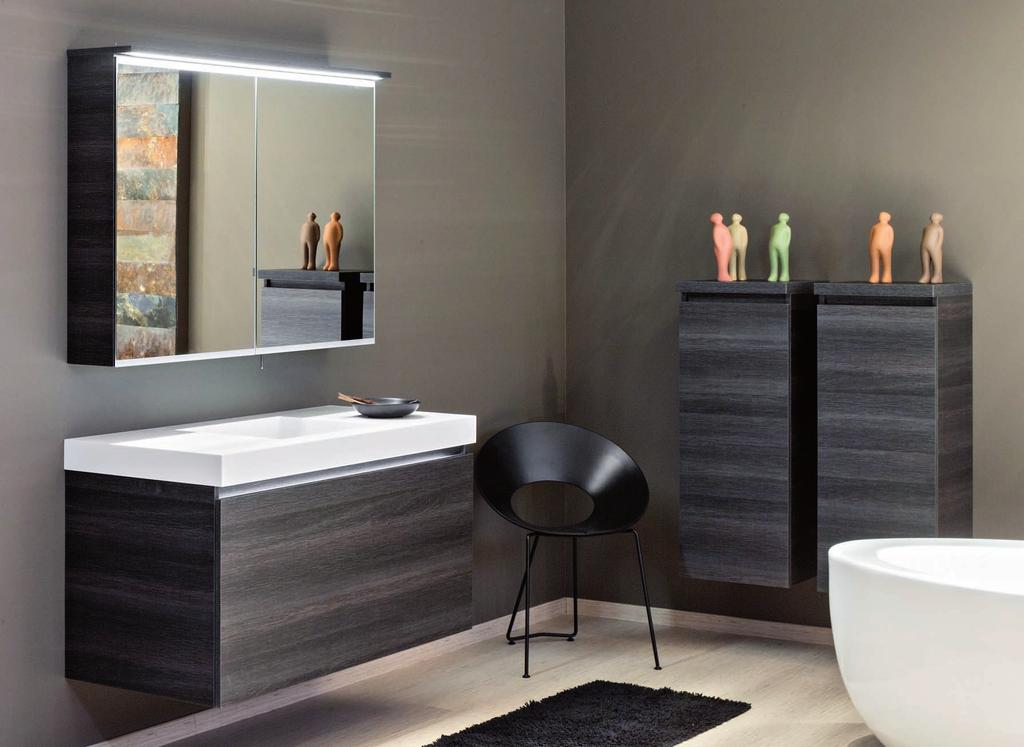 Alke.be bath furniture QUADRO MET WATER MIRROR Water Mirror spiegelkast met ledluifel en geïntegreerde kraan.