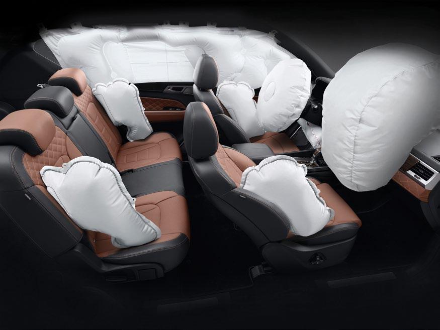 Verbeterde veiligheid voor alle passagiers De Rexton heeft negen airbags, waaronder een