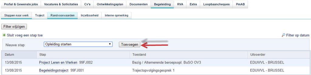 6.Registratie van de alternerende beroepsopleiding Je dient de bij het project horende opleidingslijn te registeren én een stagelijn waarin je de werkgever aanduidt.