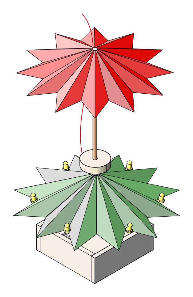 Bouwhandleiding 117330 LED-Kerstboom 17 Steek de van boomdeel 1 komende aansluitdraad naar boven door het gat in boomdeel 2.
