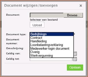 Indien u echter het document type medewerker-login document gebruikt kunt u hier ook een