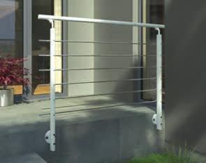 Set voor complete balustrade, alumnum, wt, 1,5 m, zes roestvrjstalen spjlen Set voor complete balustrade, alumnum, wt, 1,5 m, zes roestvrjstalen spjlen Complete set voor vloerbevestgng (5809136):