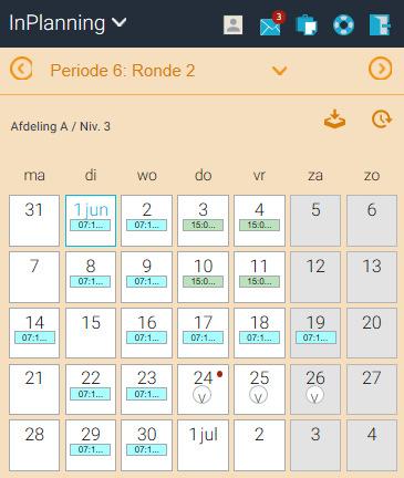In de app Wanneer je de InPlanning-app opent, zie je een scherm zoals hieronder afgebeeld.