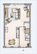 Maak per verdieping je keuze uit de indelingen Begane grond Samenzijn 1 (tekening V-441) - voldoende ruimte voor iedereen - tuingerichte woonkamer - koken en eten aan de voorzijde van de woning Prijs
