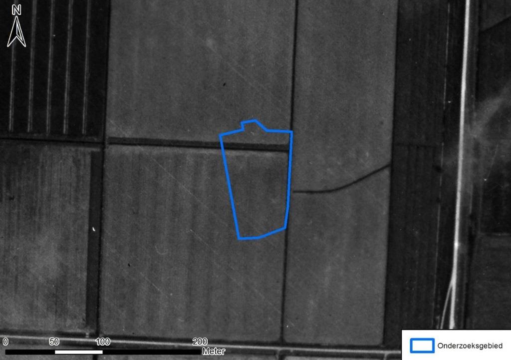 Er is nu ook een vergelijkbare verstoring zichtbaar ten zuiden van het onderzoeksgebied. Figuur 5. Luchtfoto van 21 februari 1945.