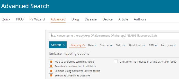 Embase: Advanced Search Verbreden