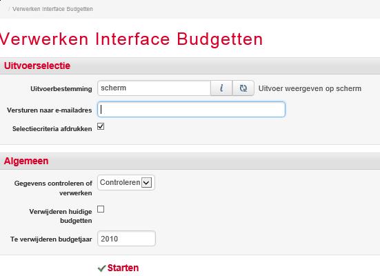 5.5.4 Verwerken interface budgetten Snelstart: vbifin Met behulp van deze functie is het mogelijk de ingelezen budgetgegevens te verwerken.