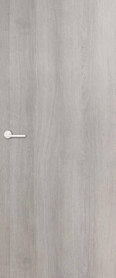 Afgewerkte deurgehelen - Bloc-Portes finis Laminado MAT Ardenne Oak VERTICALE Actueel zacht grijs getint met een zilverachtig wit ceruse effect.