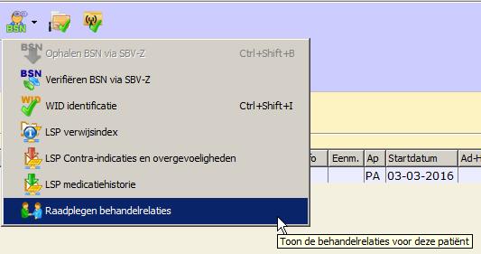 Handleiding LSP-module in Medicom 19 2.5 Raadplegen behandelrelaties Als een patiënt een zorgverlener bezoekt, kan deze via het LSP de medische gegevens van de patiënt opvragen.