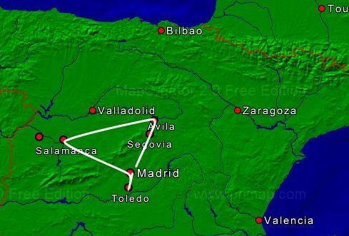 De mooiste steden rond Madrid Vijf Spaanse steden, waaronder ook Ávila, Salamanca, Segovia, Toledo, alle door de Unesco als Werelderfgoed erkend, hebben zich verenigd: zij streven ernaar de belangen