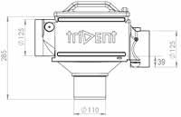 Het Triden tanktfilter bestaat uit een filterbehuizing van polyethyleen (PE) en een filterplaat van roestvrij staal voorzien van driehoekige lamellen die haaks staan op de waterstroom.