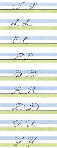 dezelfde neerwaartse beweging als de O. A, N, M beginnen beneden. G begint beneden en is de enige hoofdletter die over de drie stroken gaat: wit-blauw-groen.