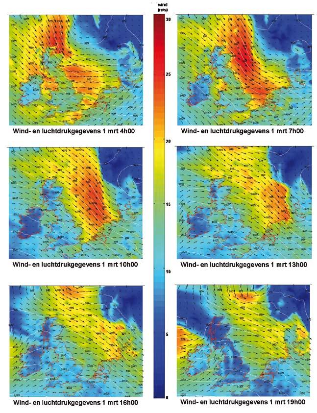 Bijlage 3. Windsnelheden, -richtingen en luchtdruk.