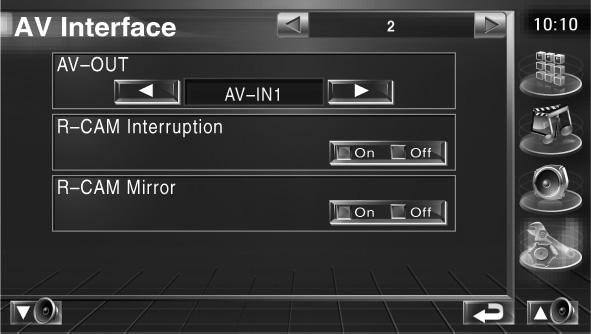 "AV-IN": Voor het via de AV INPUTpoort aansluiten van een ander navigatiesysteem. "Off": Moet worden gebruikt als er geen navigatiesysteem is aangesloten.