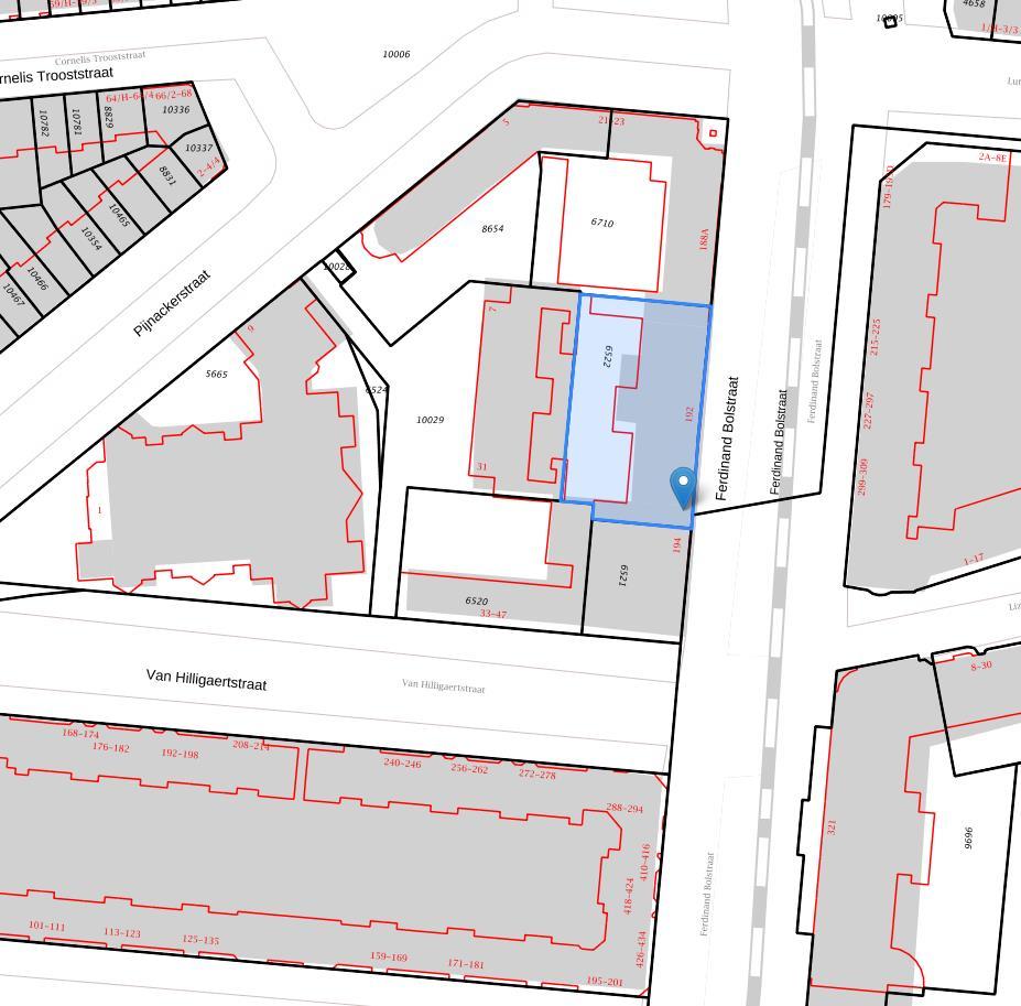 Factsheet KADASTRALE GEGEVENS Adres: Ferdinand Bolstraat 190-192 Kadastrale gemeente: AMSTERDAM Sectie & Perceel: V 6522 Eigendomssituatie: Vol eigendom Grootte 10 are 47 ca OVERIGE