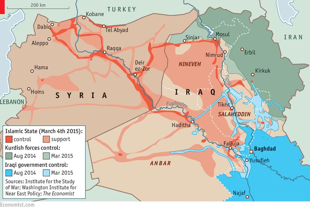 Fig. 4: Evolutie van het door IS gecontroleerde gebied.