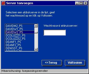 5-30 De Fiery EX2101 instellen vanaf een Windows- computer De naam van de zojuist toegevoegde server verschijnt in de