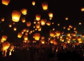 1 Motivatie 1.1.1 Principe Een wensballon (of Thaise lampion, sky lantern, herdenkingsballon, Oosterse lampion, ) werkt volgens het principe van een heteluchtballon: een brander met open vlam