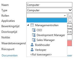 Centrale tabellen 199 Selecteer een tabel (bijvoorbeeld Managementrollen) en kies Akkoord.