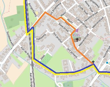 LA op de T splitsing Alternatieve route door Nieuwstadt Hier de route uit het boekje weer volgen. Sittard Na spoorwegovergang rechtdoor.