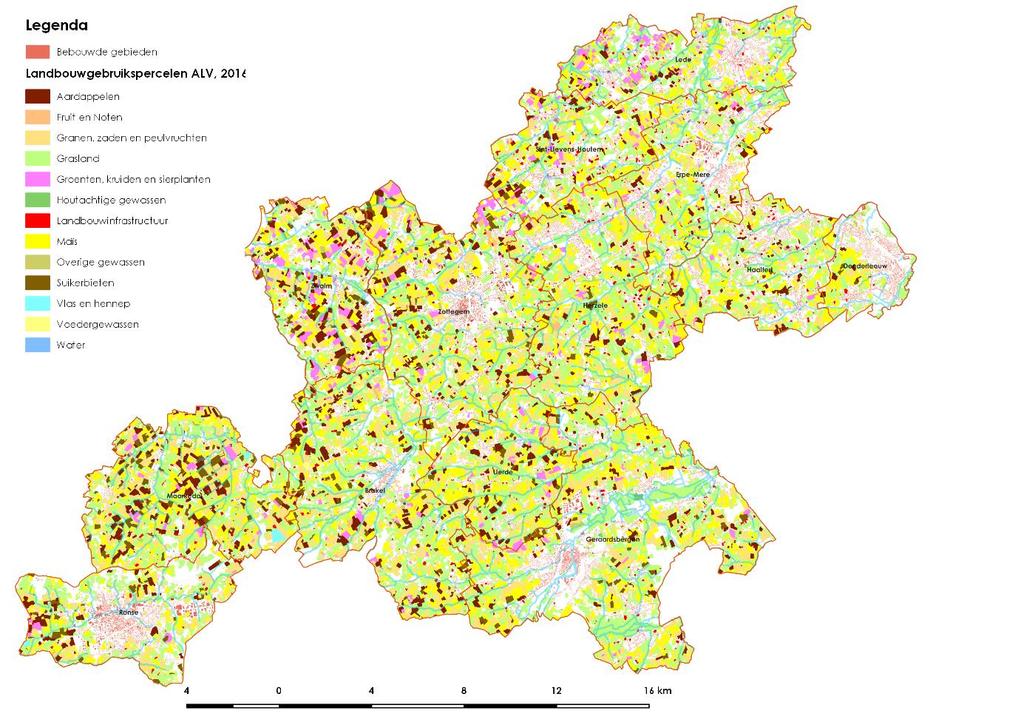 Kaart 22: Landbouwgebruikspercelen ALV, 2016 Bron: Geopunt De effecten van de klimaatverandering op de productie van gewassen zullen overwegend negatief 60 zijn (een daling van de opbrengst) en