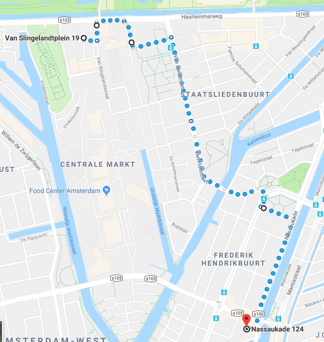 8.5 Looproute - 27 minuten Dr. Rijk Kramerschool Nassaukade = Let op Sla vanaf de parkeerplaats bij Natuurfontein links af. Sla vervolgens weer linksaf de van Slingelandtsstraat in.