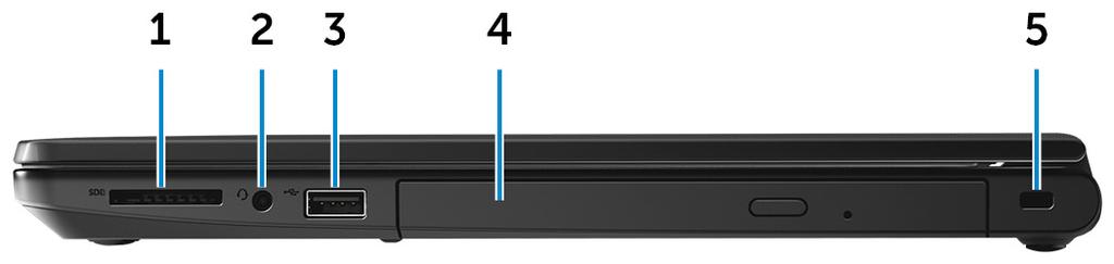 1 Netadapterpoort Sluit een netadapter aan om uw computer op netvoeding aan te sluiten en om de batterij op te laden.