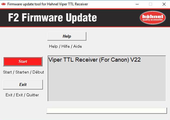 Stap 3 Firmware Update Je bent nu klaar om de Firmware Update van je Viper TTL receiver te starten. (3.1) Klik op het Viper TTL Receiver Firmware icoontje op je bureaublad. (3.2) Het Hahnel Firmware Update programma zal starten.