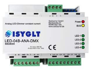 Artikelcode / Omschrijving LED-04ECM-DMX-350 LED-Driver Vier kanalen LED-driver voor het dimmen van Constant Current LED. Spanning: 18V tot maximaal 48V (door externe netvoeding).