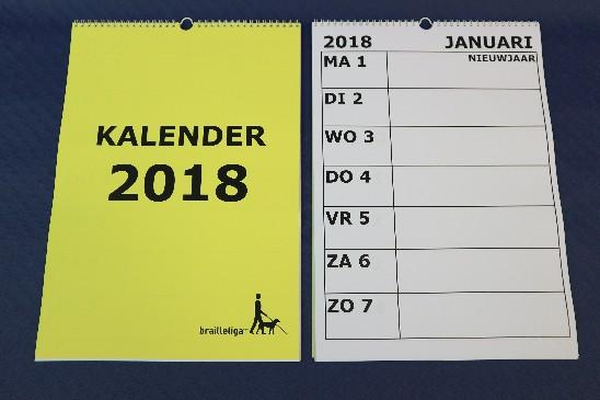 020002063 Kalender 2018, hangmodel. Formaat A3. 1 blad/week.