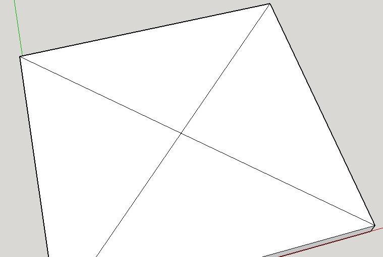Daarna gebruiken we het potlood om de twee diagonalen te tekenen, deze methode gebruikt men bij een vierkant regelmatig om het exacte middelpunt te kunnen bepalen.