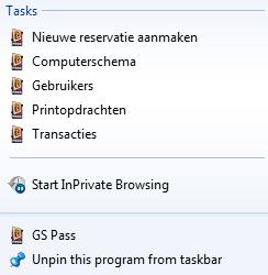 Figuur 7: GS Pass in taakbalk van Windows 7 Klik rechts op in de
