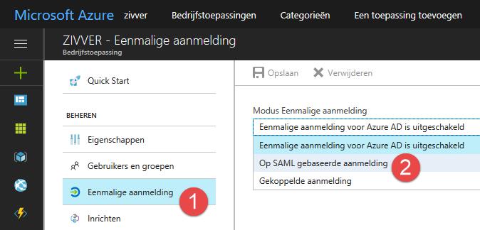 Pas de Modus Eenmalige aanmelding aan naar Op SAML gebaseerde aanmelding.