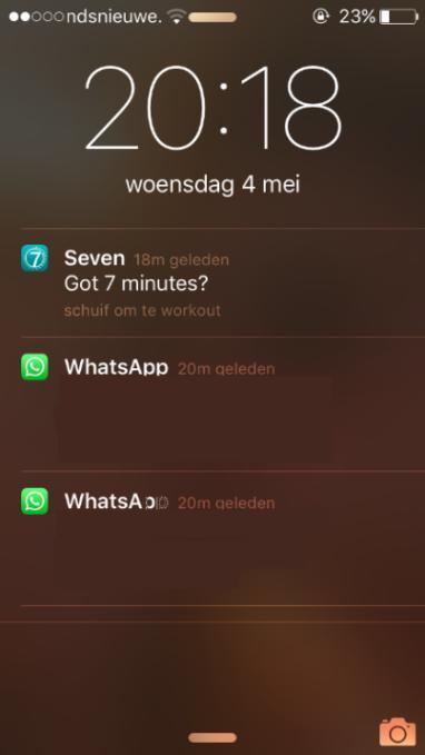 Trigger De app Seven stuurt de gebruiker dagelijks een push-bericht met de vraag: Got 7 minutes? (zie afbeelding 4.14).