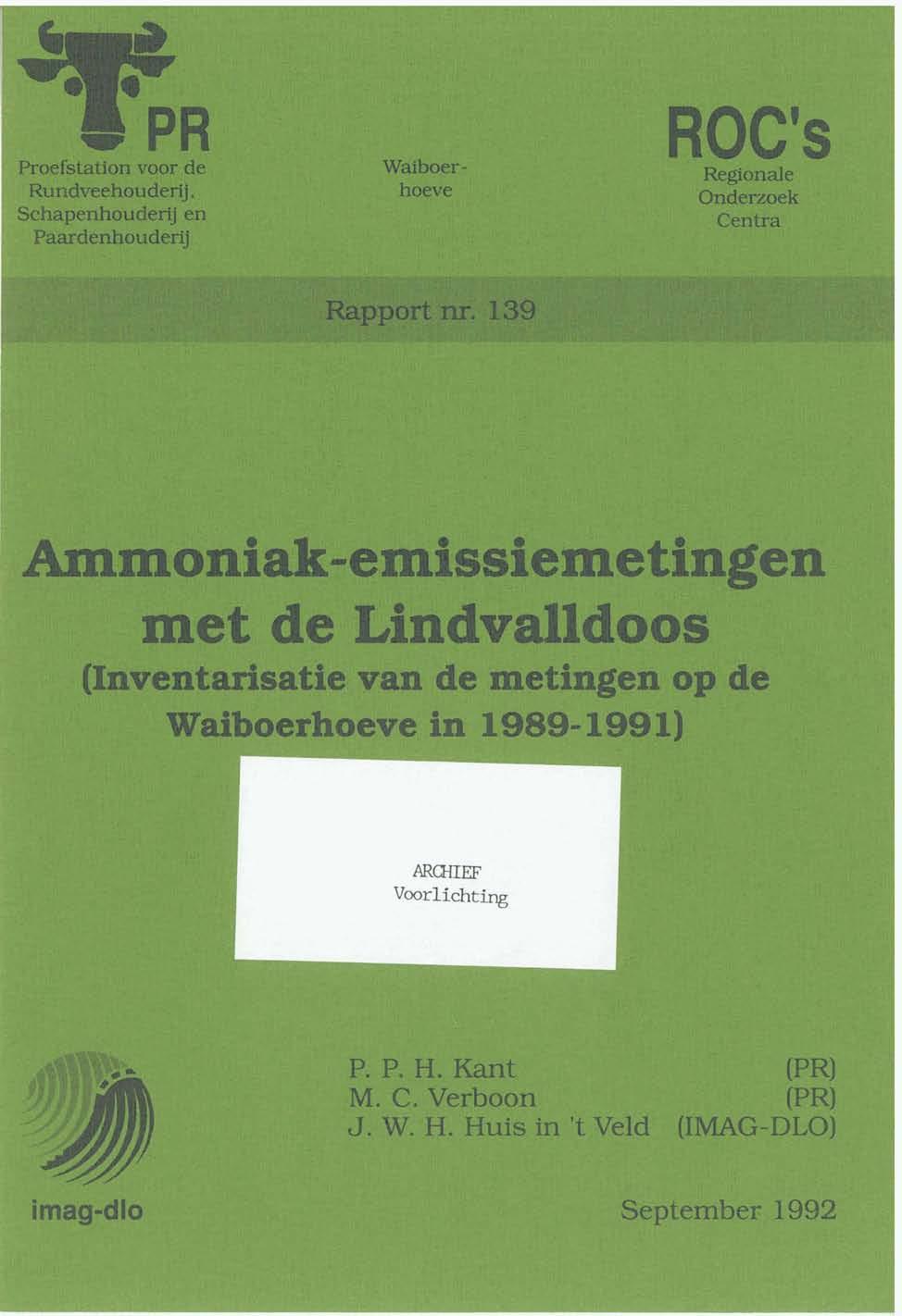 ROC's Ftegkinaie 'ad- moniak-emissiemetingen met de Lindvalldoos