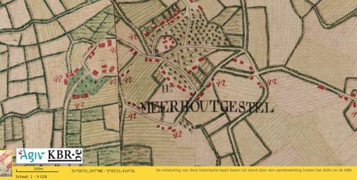 OpzoweldeFerrariskaart(1771S1778)(fig.1.11)alsdekaartvanVandermaelen(1846S54)(fig.1.12) iserbinnenhetprojectgebiedgeenbebouwingzichtbaar.