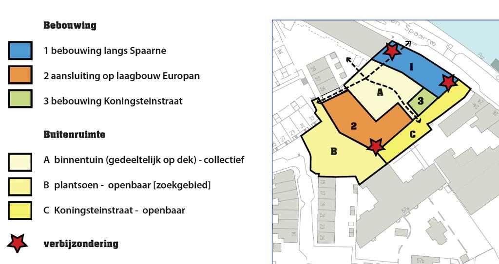 5. Projectgebied en zonering Tot het te ontwikkelen gebied behoort het gehele perceel van Koningstein, dus het gebouw en het rondom gelegen parkeerterrein.