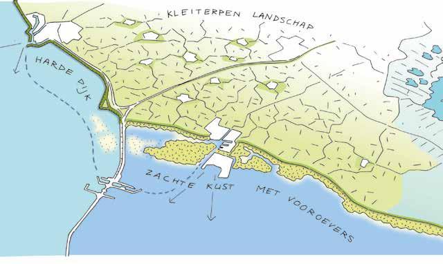 Friese kust 6.8.2 Kernkwaliteiten In Friesland sluit de Afsluitdijk aan op het open kleiterpenlandschap.