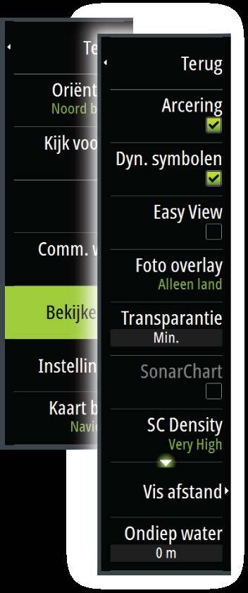 Nieuwe optie SonarChart Live getijdecorrectie De nieuwe optie SonarChart Live getijdecorrectie is toegevoegd aan het dialoogvenster Kaartinstellingen.