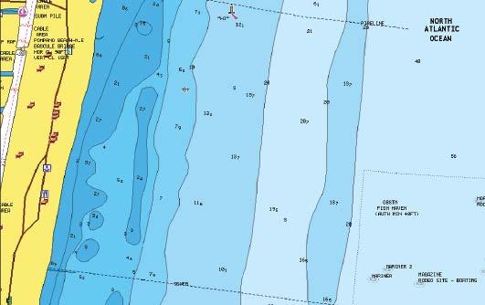 Geen dieptemarkering Bereik dieptemarkering: 6 tot 12 meter PredictWind Weather Routing en Vertrek Planning PredictWind Weather Routing is een online routeservice voor het bepalen van de snelste of