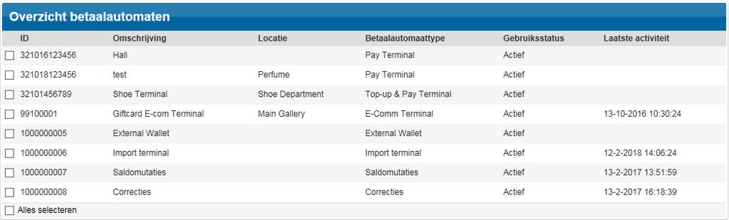 1. Klik op 'beteaalautomaten' (terminals) in het linkermenu. 2. Klik op de betaalautomaat/terminal die u wilt configureren. 3.