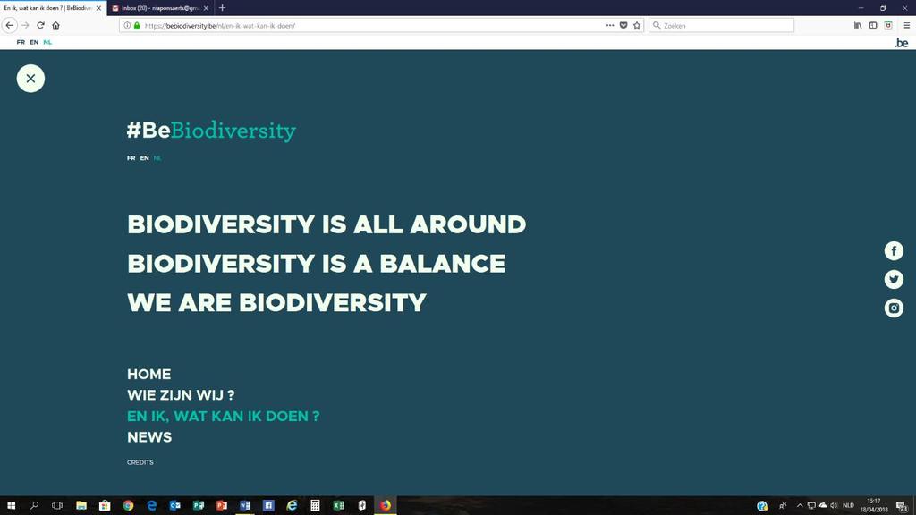 2. VERWERKING IN DE KLAS 2.1. Biodiversiteit en ecosystemen Ga naar de website: bebiodiversity.