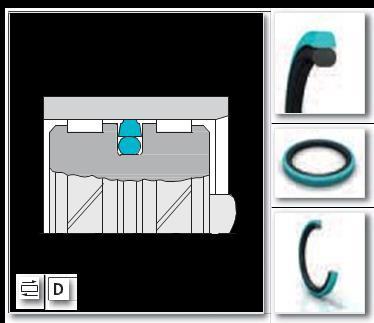 Dynamische afdichtingen P54 P54 is een dubbelwerkende zuigerafdichting voor dynamische toepassingen welke geactiveerd wordt door een o-ring.