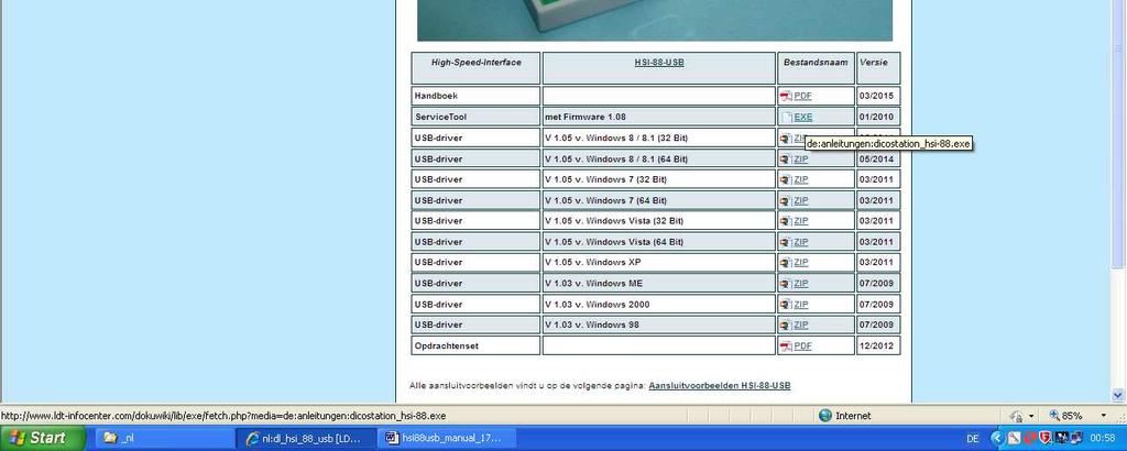 Daarvoor download u eerst het bestand HSI- 88.exe naar uw PC.