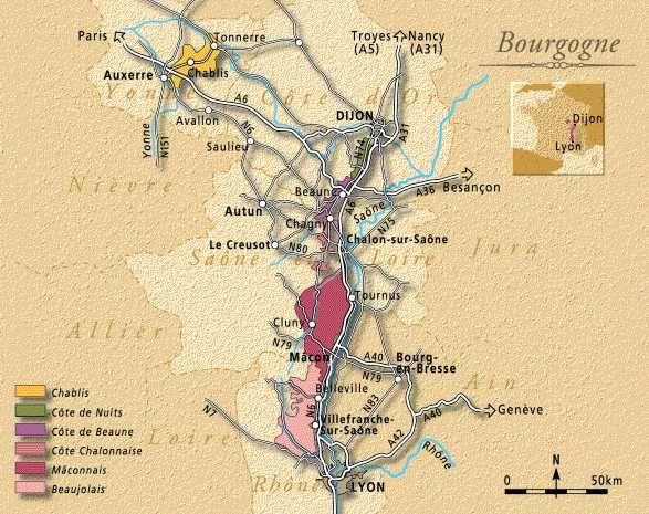 1 Bourgogne Hoewel de naam Bourgogne bij menigeen op het netvlies staat als het hart van het middeleeuwse koninkrijk, - de Côte d'or -, omvat de regio Bourgogne meer wijngebieden.