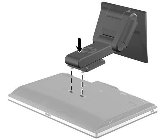 Het installeren en verwijderen van een hoogte-aanpasbare/kantelbare standaard (optioneel) Een hoogte-aanpasbare/kantelbare standaard installeren U installeert de standaard als volgt: 1.